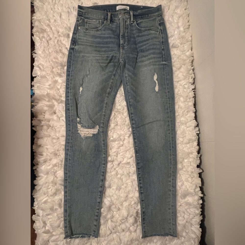 Loft Jeans Distressed‎ Light Wash Skinny Women’s Jeans Sz 26 Inseam 27” - Picture 2 of 8